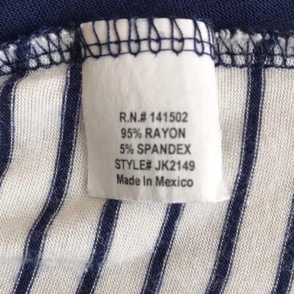 JKLA navy and cream asymmetrical top with stars in front, stripes in back, L - Picture 5 of 6